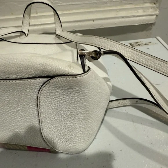 Kate Spade White Backpack with Pink/Red/Orange Stripes - Picture 6 of 8